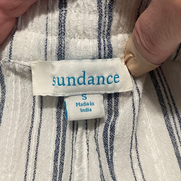 Sundance Blue and White Striped cotton Capri pants - Picture 2 of 7